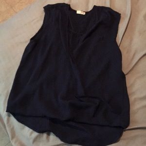 Navy blue low v-neck sleeveless tank top